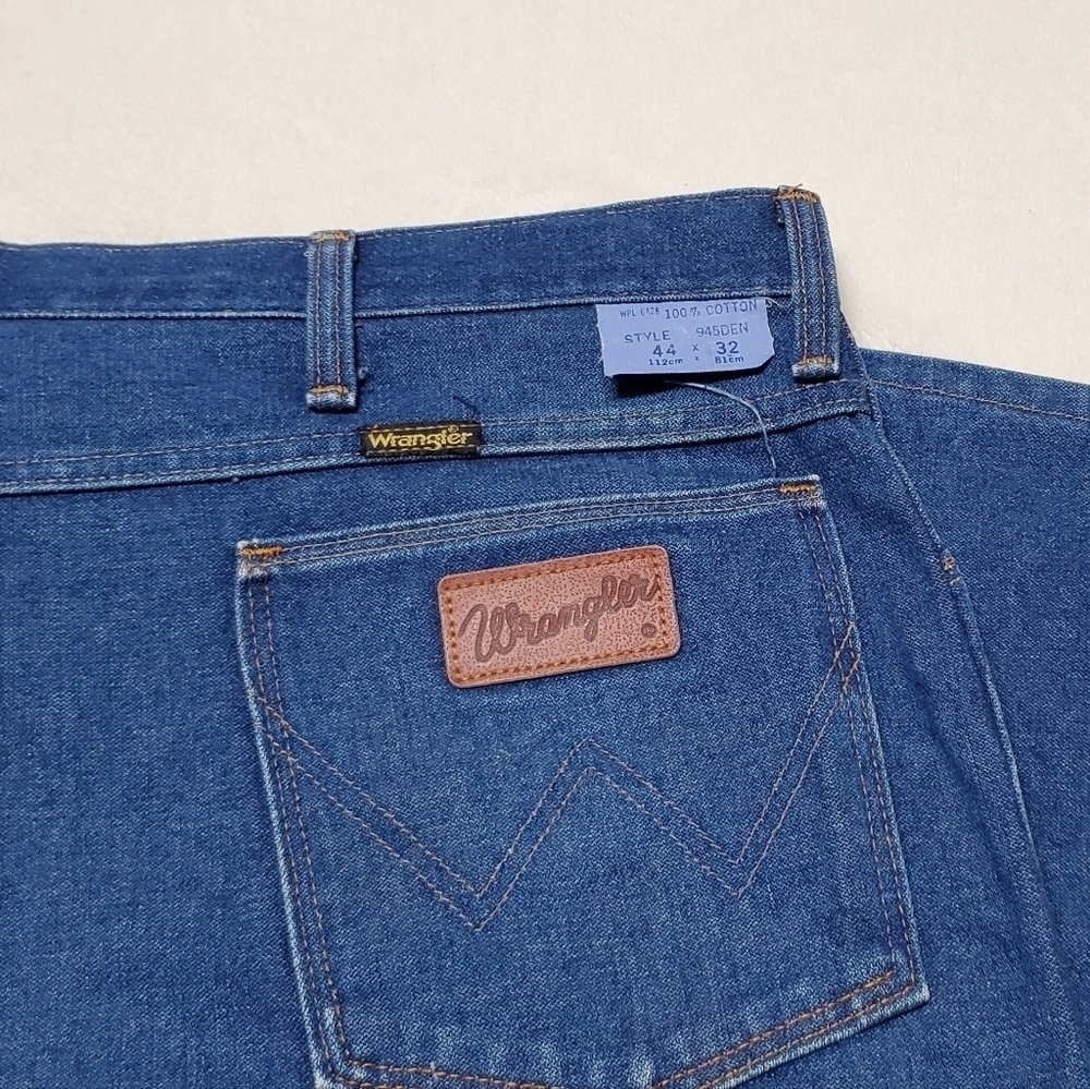 Vintage 1970s Wrangler Unisex Extra High Rise Boot Cut Dark Wash Jeans 945DEN - Picture 8 of 11